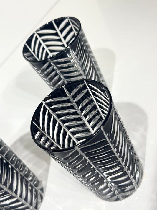 Lot de 6 Verres à Thé – Effet Cristallisé Transparent avec Traces Noires