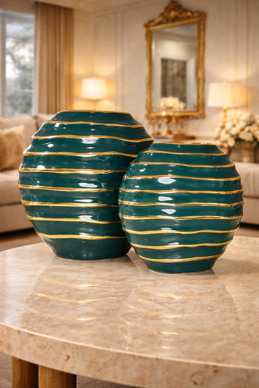 Ensemble de 2 vases en porcelaine – Élégance sculpturale pour votre intérieur