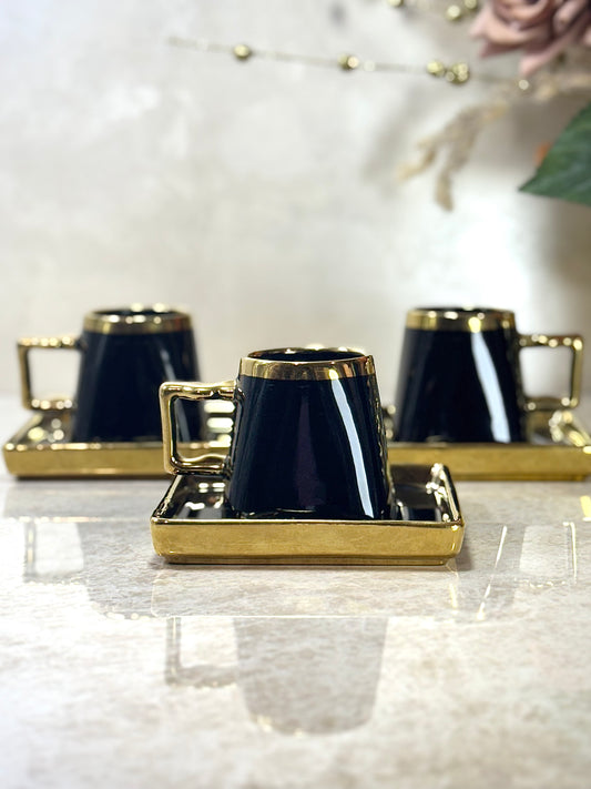 Service de 6 tasses et soucoupes noir ou blance– L’élégance au service de vos instants précieux