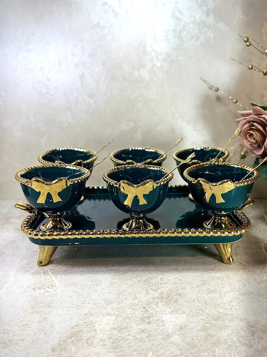 Ensemble de 6 coupelles avec plateau – Un service raffiné pour vos douceurs