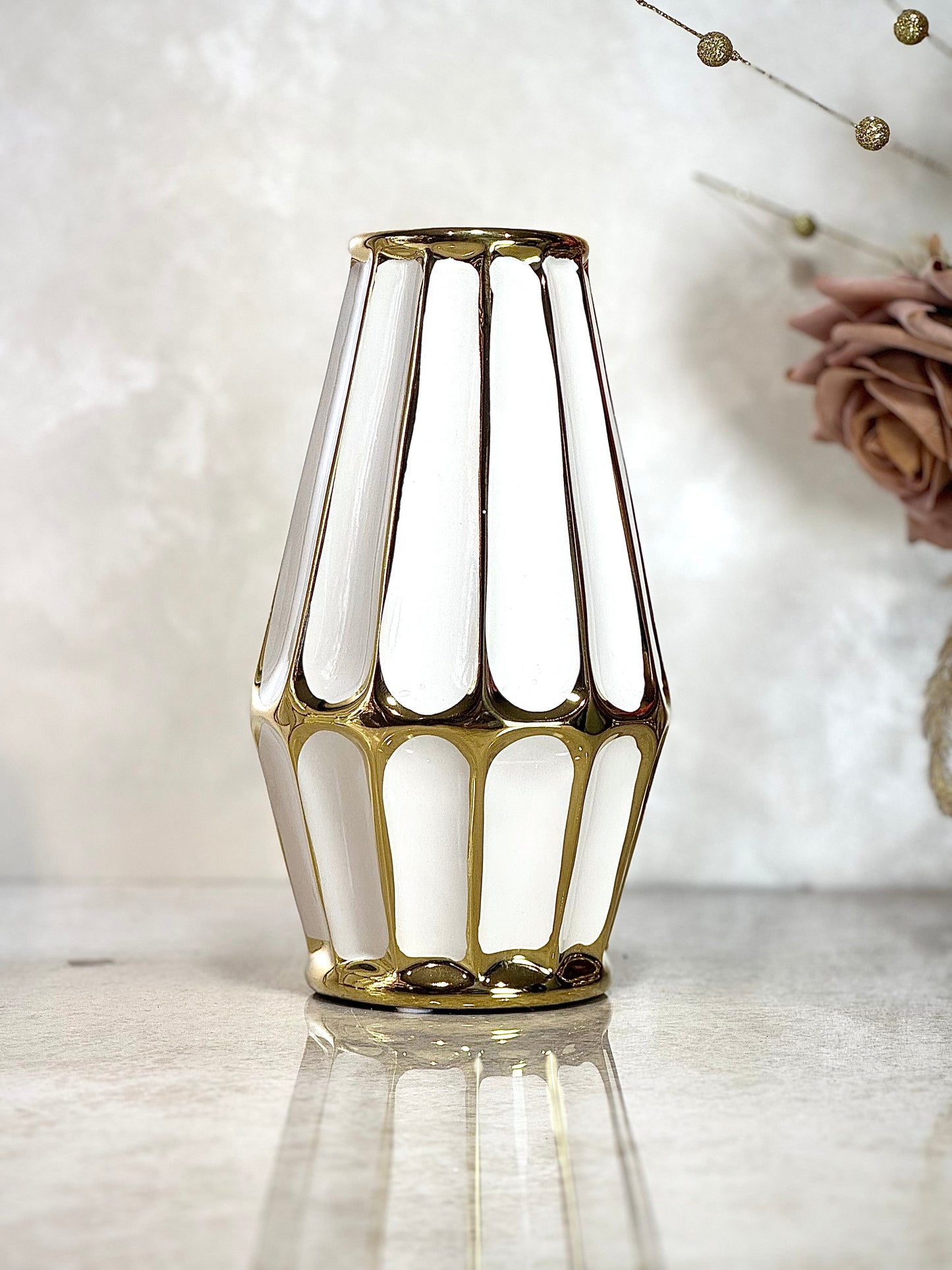 Ensemble de 2 vases en porcelaine en gris et blanc