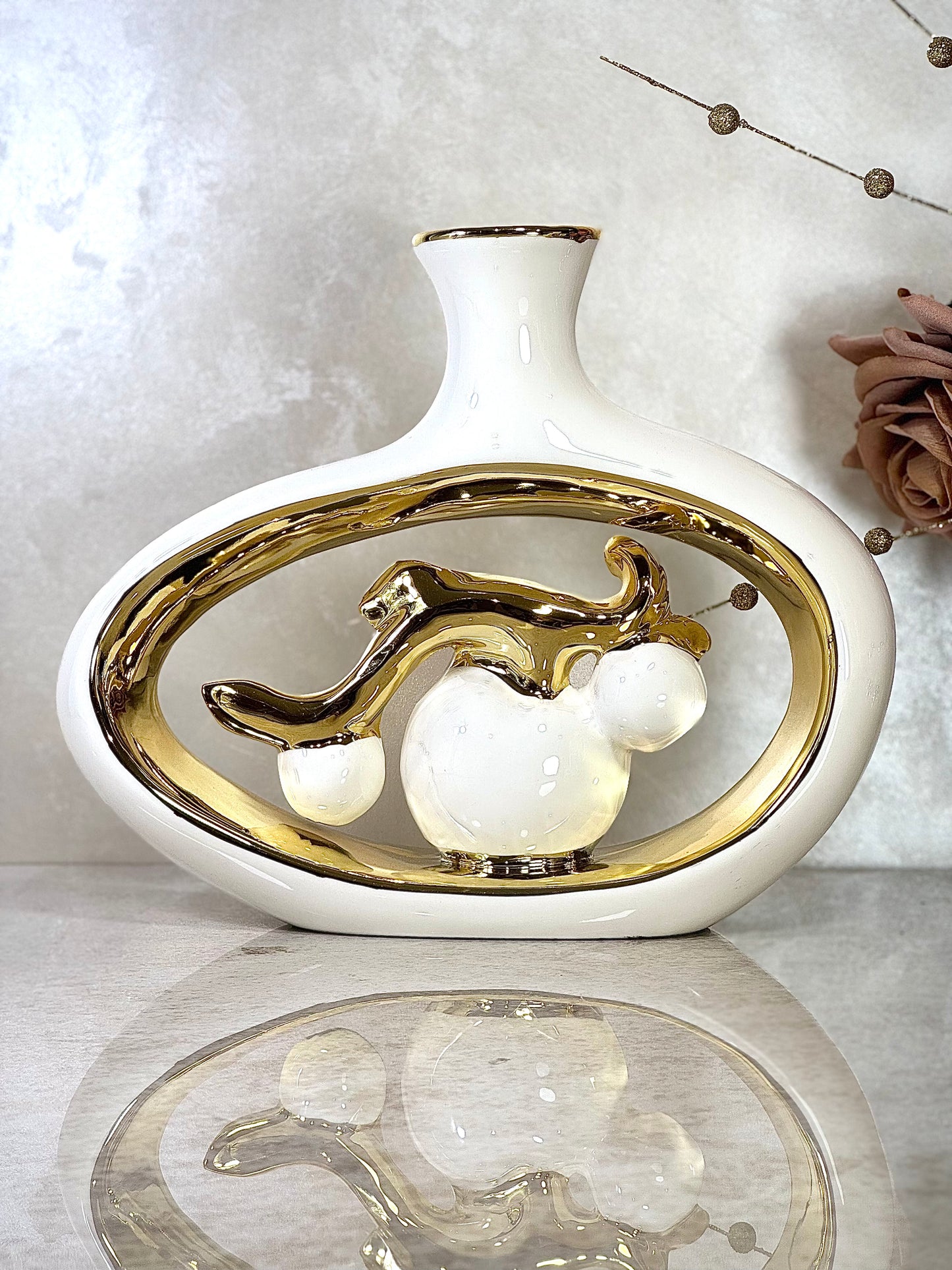 Ensemble de 2 vases en porcelaine en noir ou blanc