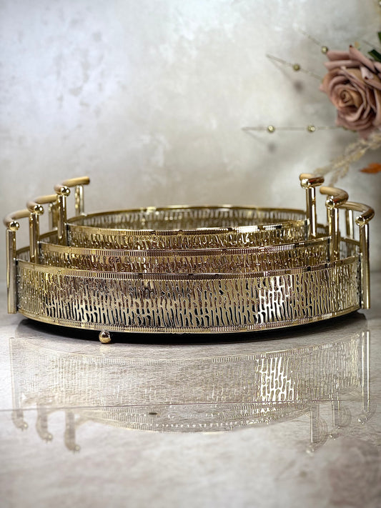Ensemble de 3 plateaux ronds Miroir Dorés