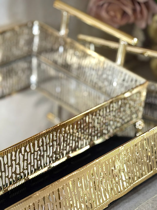 Duo de Plateaux Rectangulaires Dorés