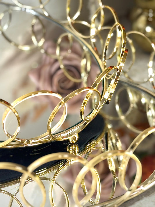 Ensemble de 2 plateaux ronds Miroir Dorés