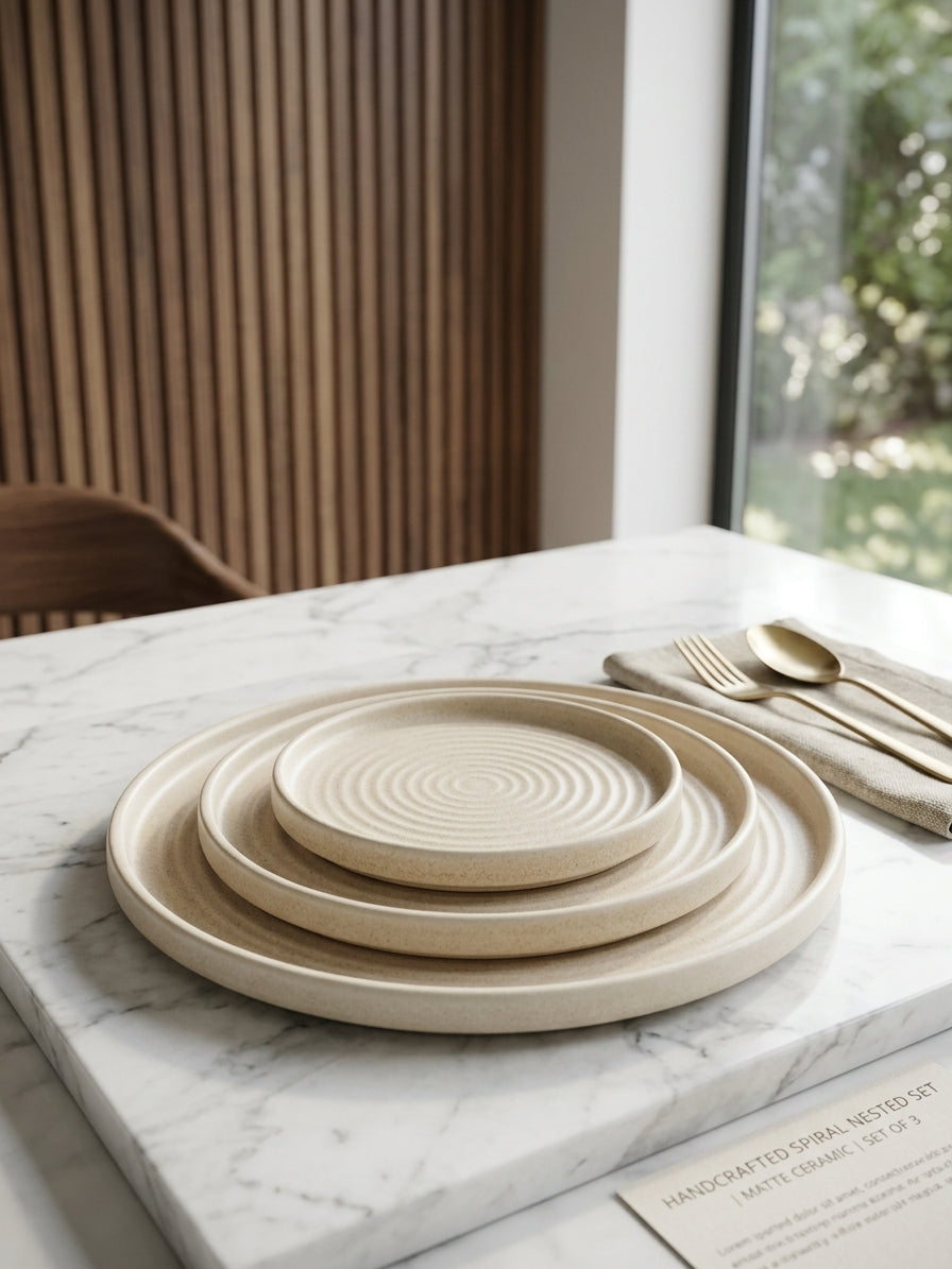 Service de Table HOMEYA® 18 Pièces en Beige Sable – Porcelaine Premium