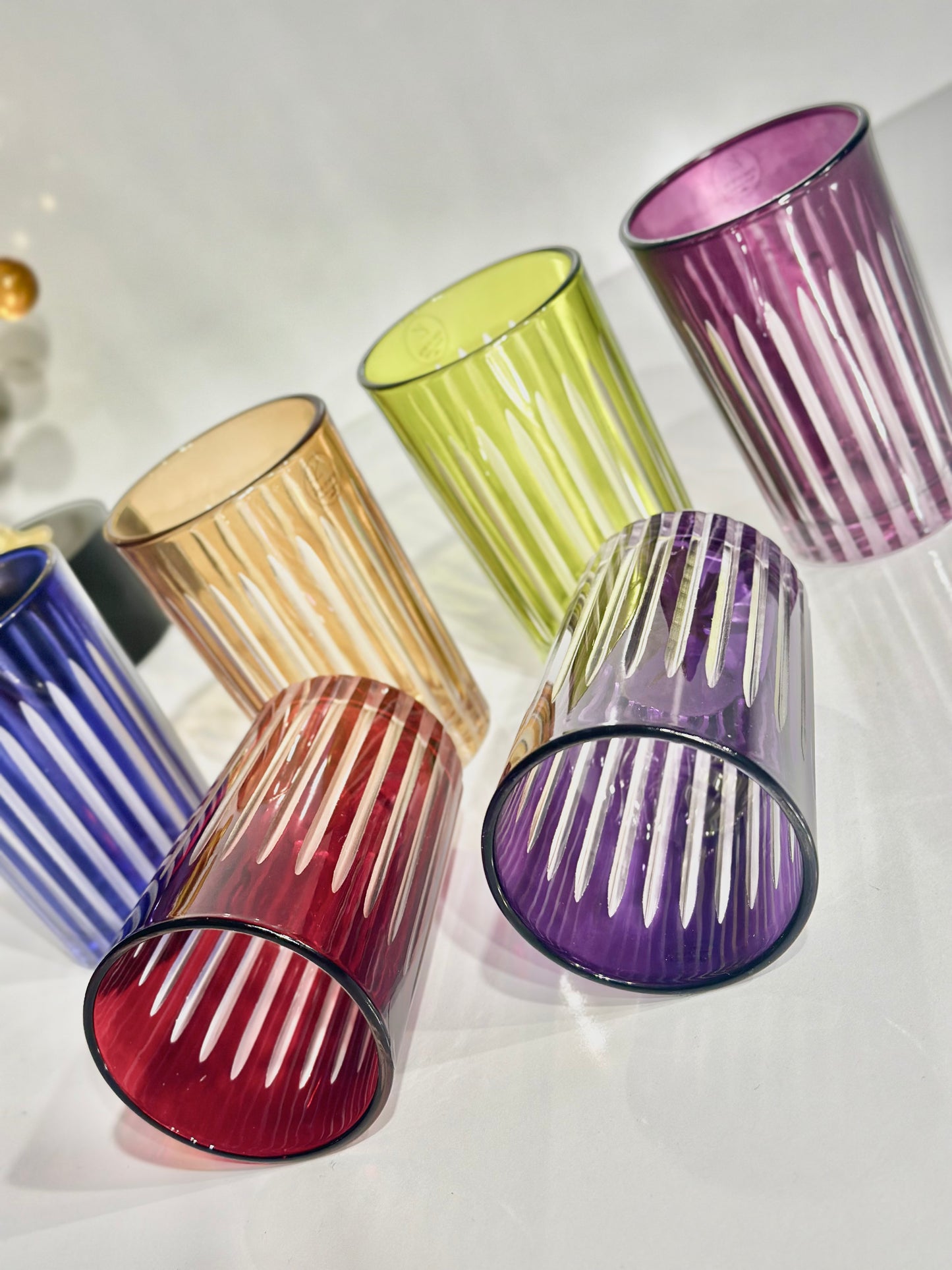 Lot de 6 Verres à Thé en Cristal Coloré – Charme Oriental et Élégance Intemporelle