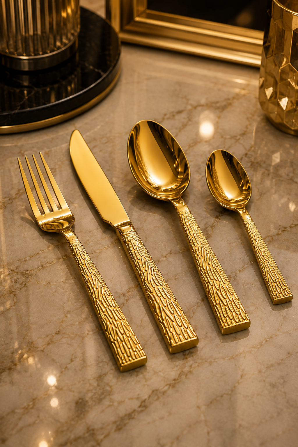 Ménagère 48 Pièces Dorée – Inox 18/10 Premium