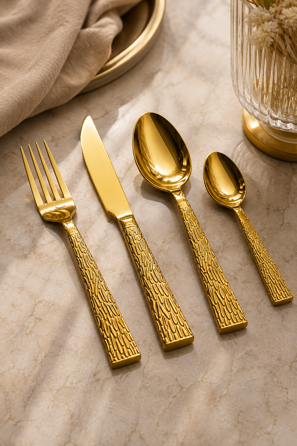 Ménagère 48 Pièces Dorée – Inox 18/10 Premium