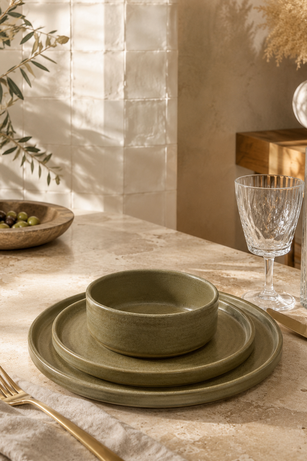 Service de Table Bona® 18 Pièces en Kaki – Porcelaine Turque Premium (Copie)