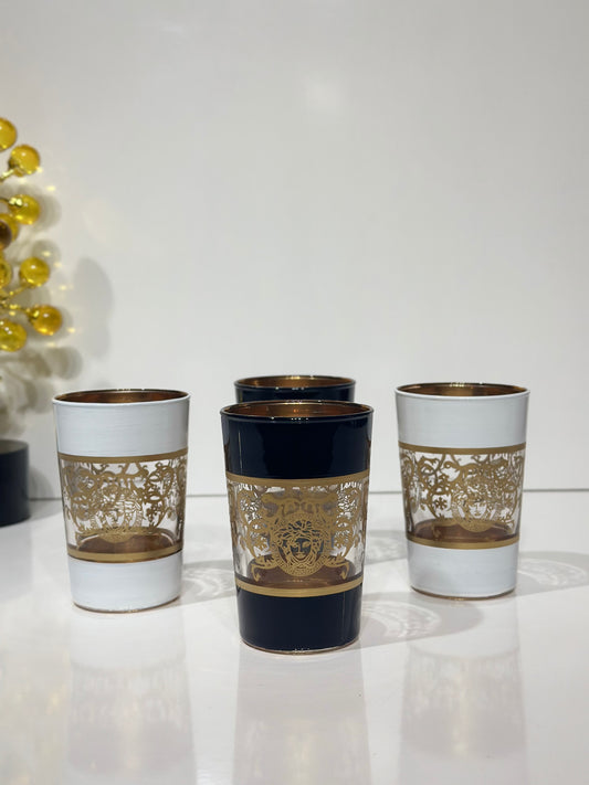 Lot de 12 Verres à Thé – Transparent avec Motif Doré