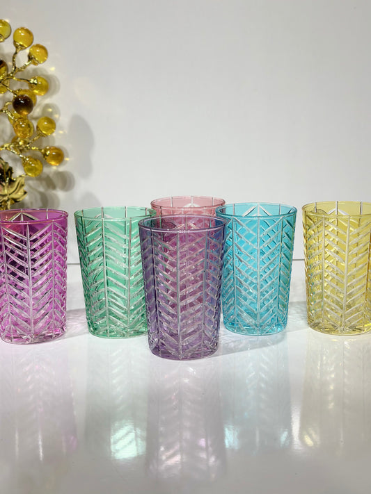 Lot de 6 Verres à Thé – Cristallisés en Couleurs