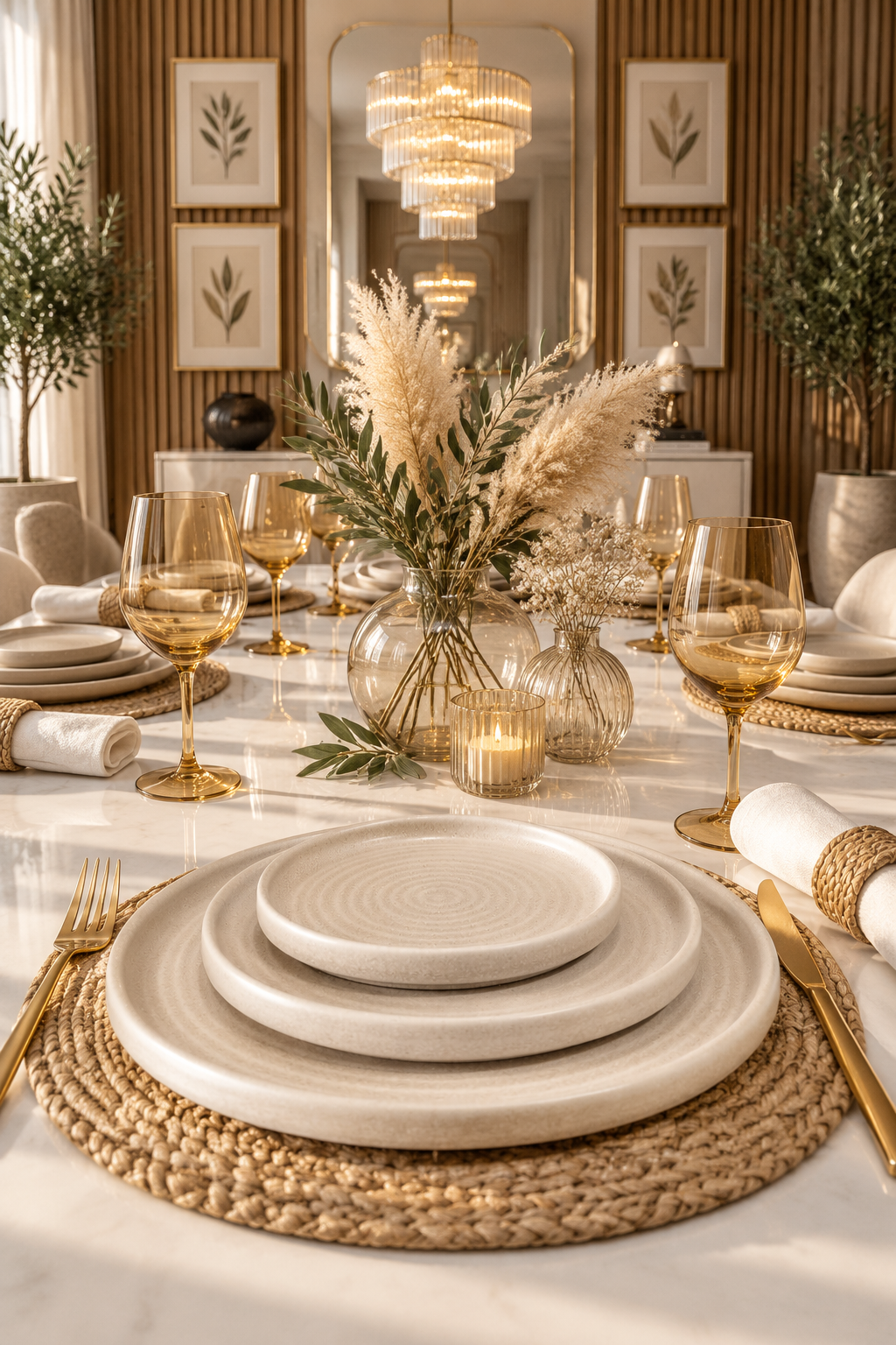 Service de Table HOMEYA® 18 Pièces en Beige Sable – Porcelaine Premium