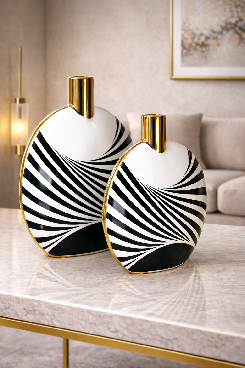 Duo Vases Ronds Black & White – Touche Artistique Assurée