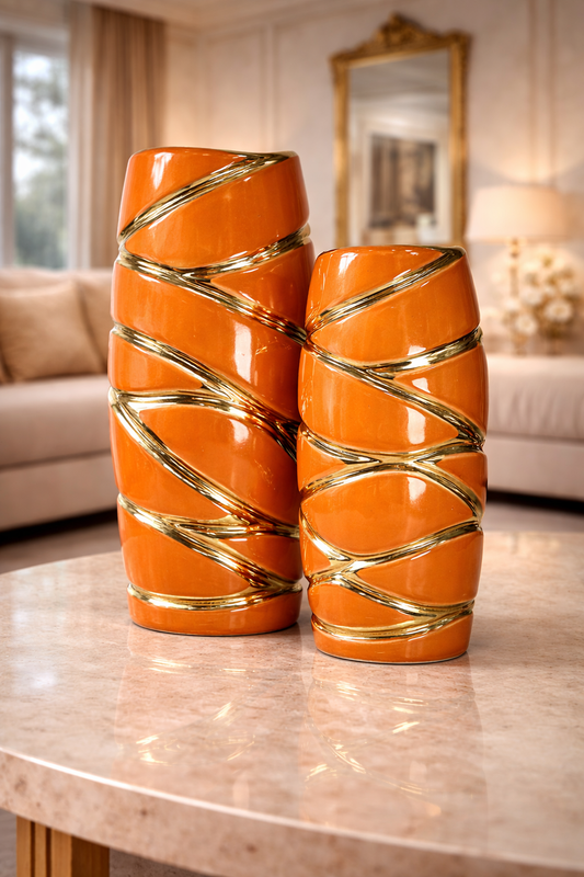 Ensemble de 2 vases en porcelaine – Élégance sculpturale pour votre intérieur