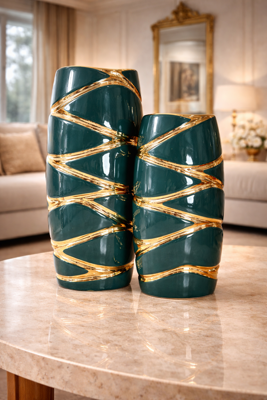 Ensemble de 2 vases en porcelaine – Élégance sculpturale pour votre intérieur