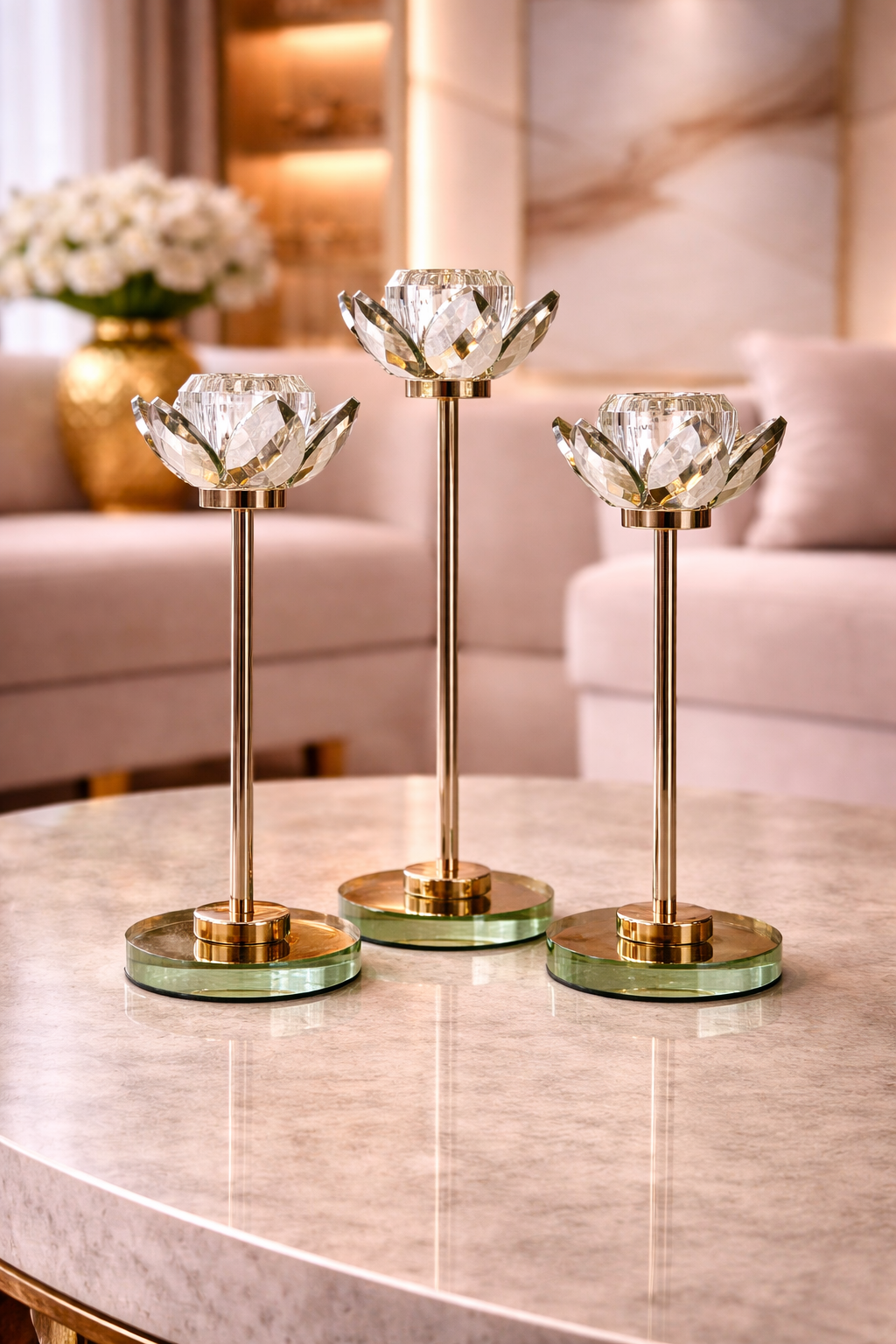 Trio Bougeoirs bronze