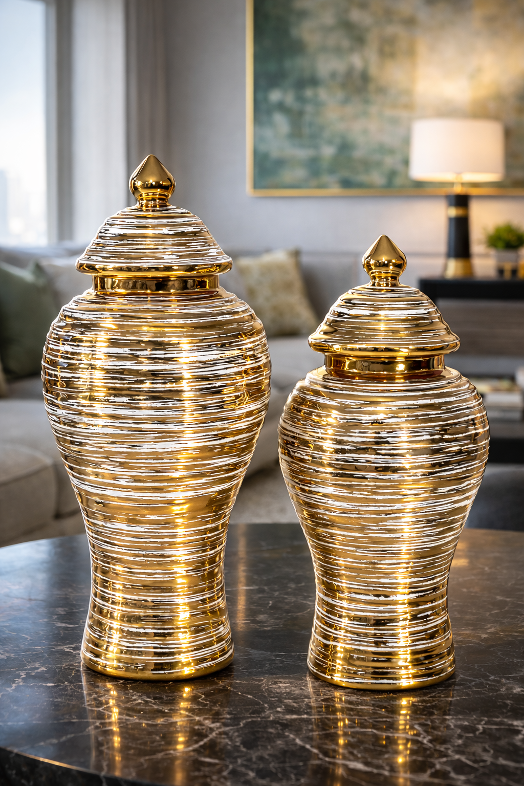 Duo de vases en porcelaine – Élégance intemporelle