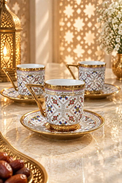Coffret de 6 tasses avec sous tasses – Un cadeau d’exception au charme royal