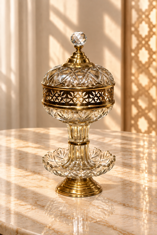 Encensoir Luxueux en Cuivre et Cristal Caramélisé – Élément de Charme et de Sérénité