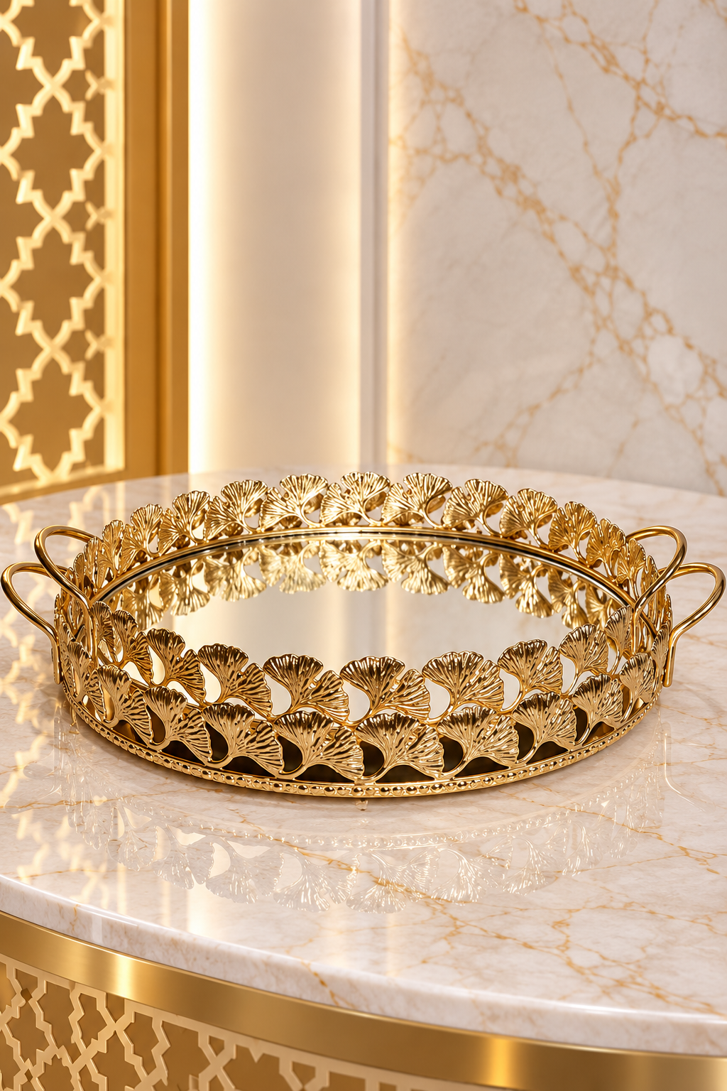 Lot de 2 Plateaux Ronds à Motifs Floraux – Moyen et Grand – Élégants pour Gâteaux, Douceurs et Thé
