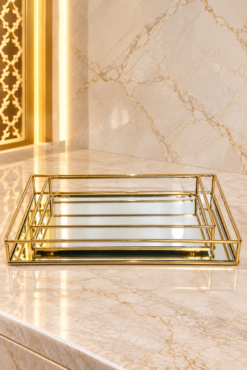 Lot de 2 Plateaux Rectangulaires – Moyen et Grand – Élégants pour Gâteaux, Douceurs et Thé
