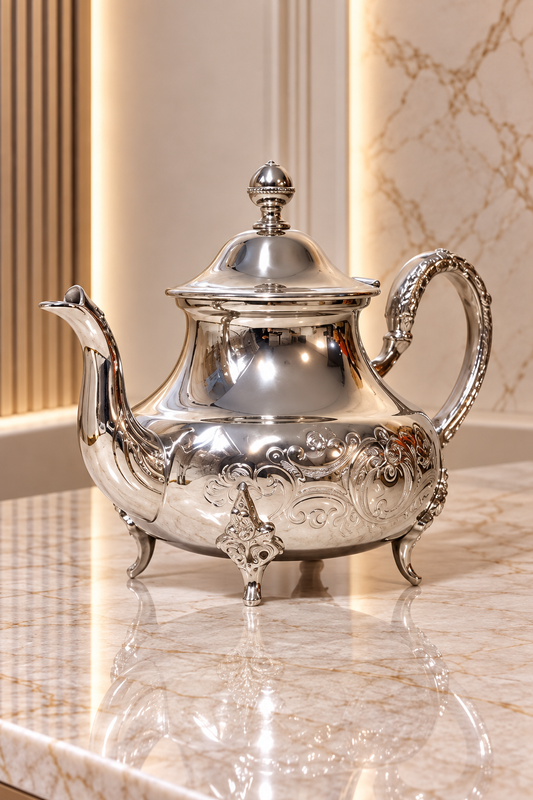 Théière élégance d'argent – Artisanat haut de gamme