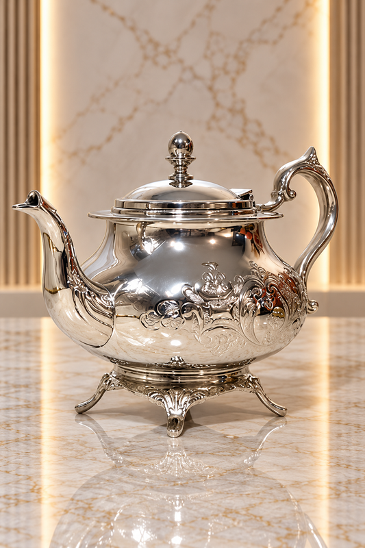 Théière élégance d'argent – Artisanat haut de gamme