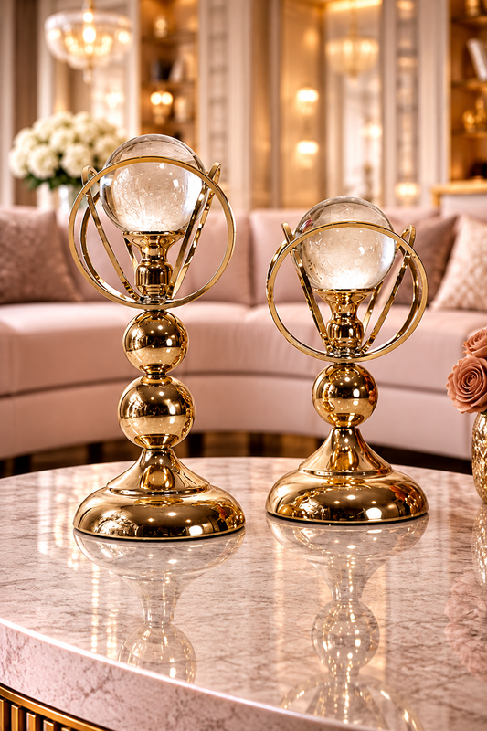 2 Boule à Cristal – Support Doré