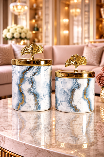 Duo de bonbonnières marbrées – Finesse et charme intemporel