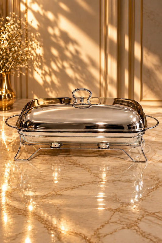 Tajine Rectangulaire en Verre avec Support et Couvercle en Acier Inoxydable – Design Moderne et Pratique