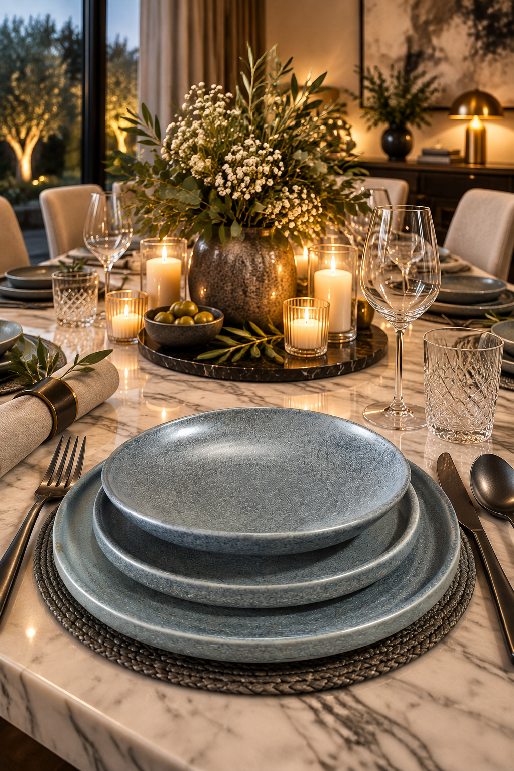 Service de Table Velya® 18 Pièces en Gris Pierre – Porcelaine Turque Premium