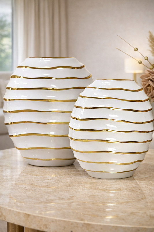 Ensemble de 2 vases en porcelaine – Élégance sculpturale pour votre intérieur