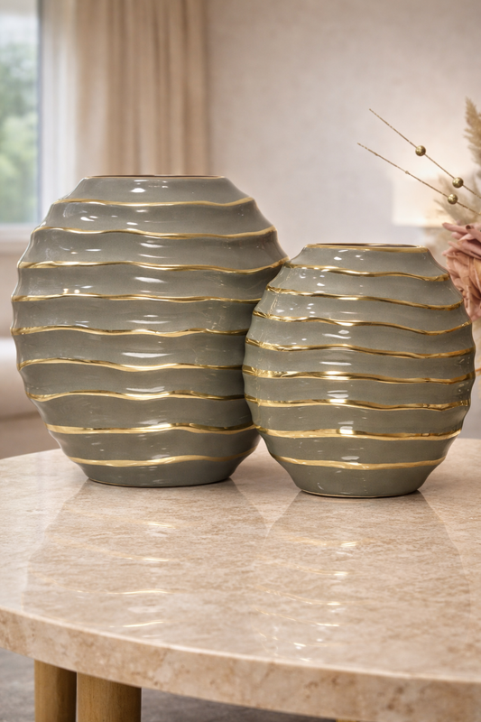 Ensemble de 2 vases en porcelaine – Élégance sculpturale pour votre intérieur