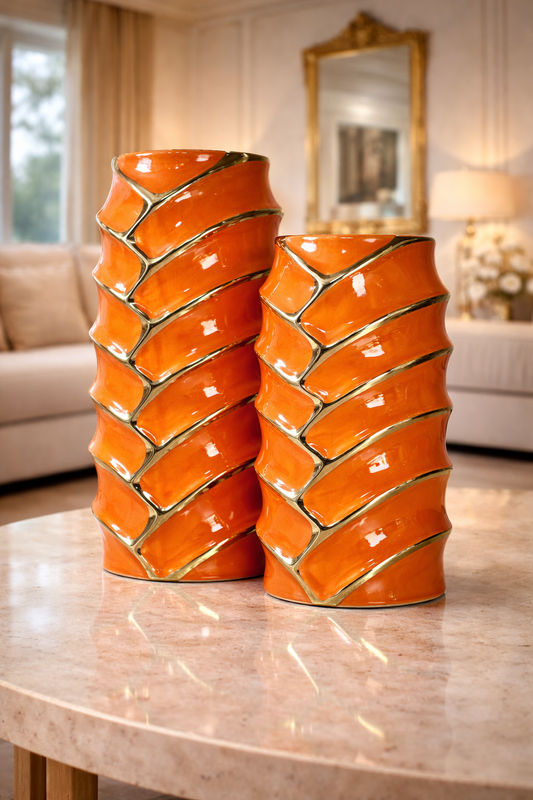 Ensemble de 2 vases en porcelaine – Élégance sculpturale pour votre intérieur