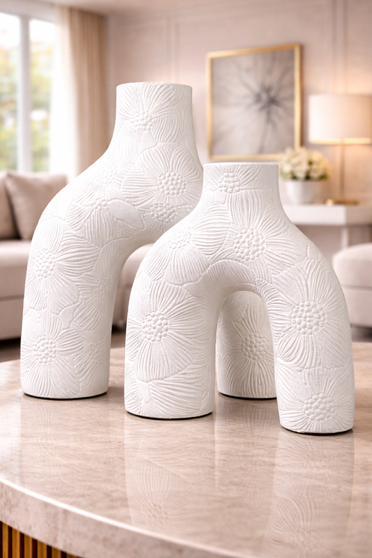 Ensemble de 2 vases en céramique – Élégance sculpturale pour votre intérieur