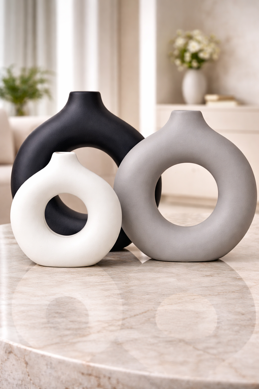 Ensemble de 3 vases en porcelaine – Élégance sculpturale pour votre intérieur