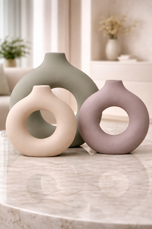 Ensemble de 3 vases en porcelaine – Élégance sculpturale pour votre intérieur
