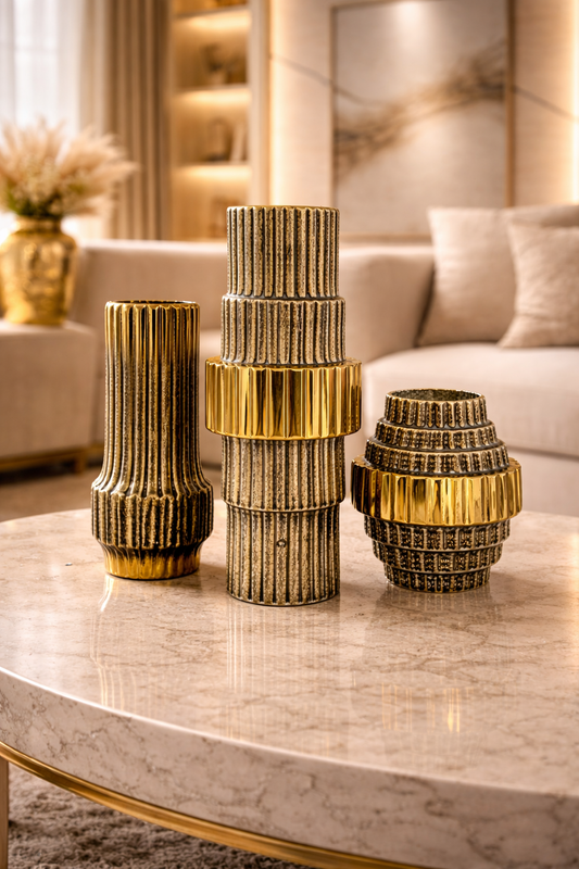 Trio de Vases Texturés – Élégance Artisanale