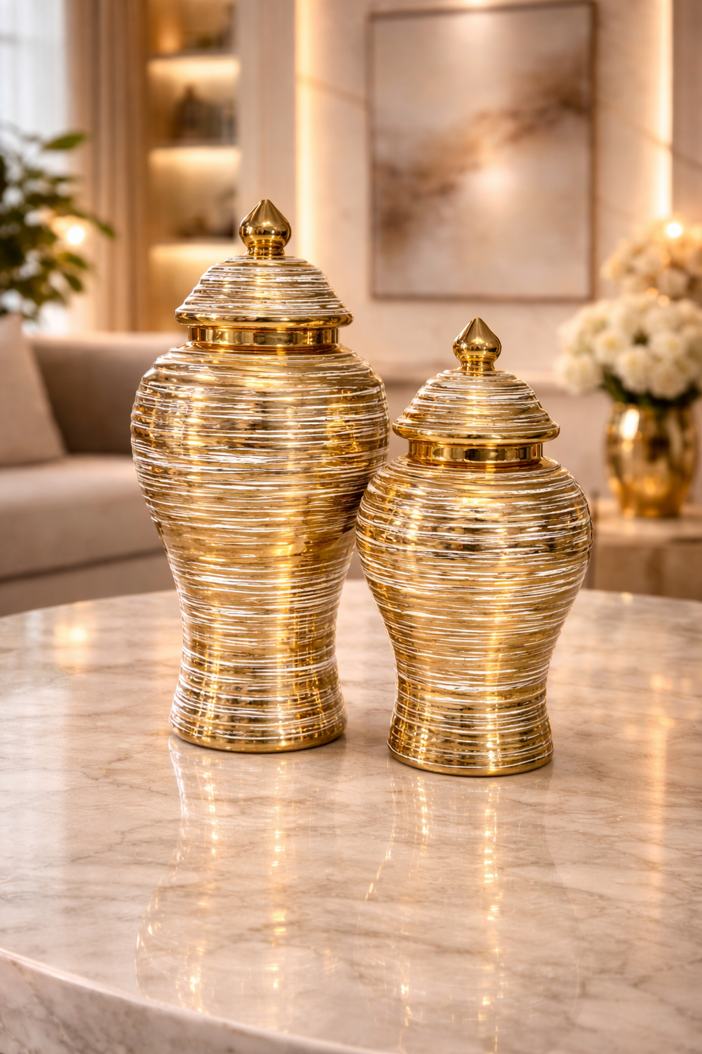 Duo de vases en porcelaine – Élégance intemporelle