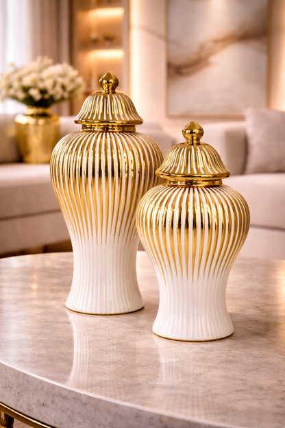 Duo de vases en porcelaine – Élégance intemporelle