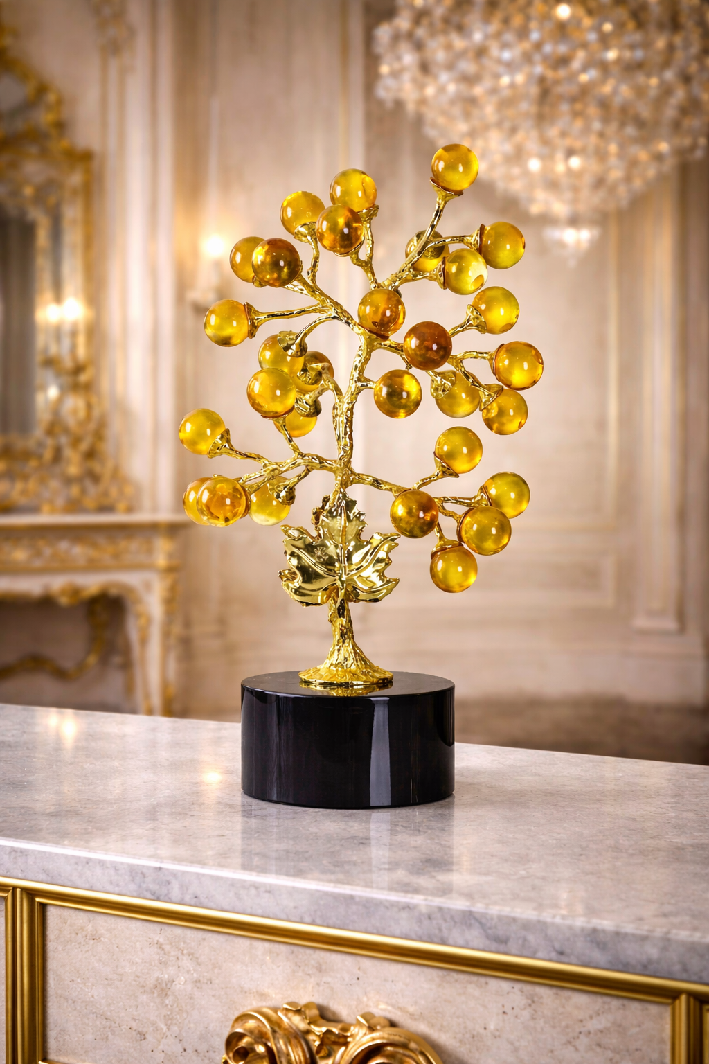 Arbre décoratif en cristal et dorure – Collection Prestige