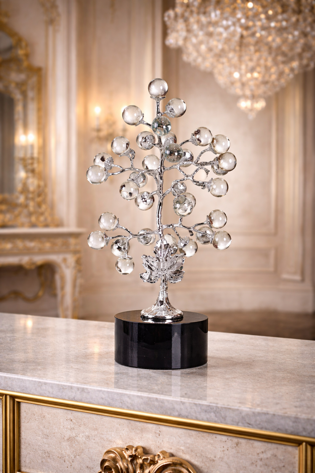 Arbre décoratif en cristal et dorure – Collection Prestige