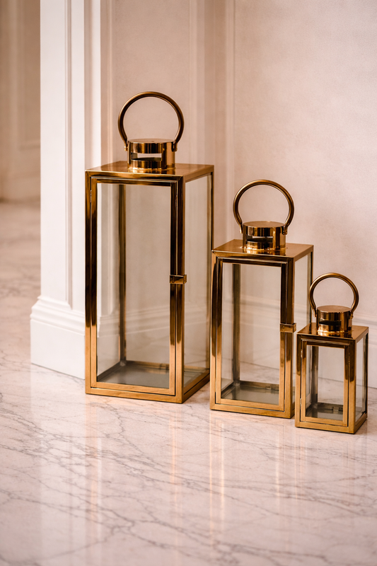 Trio de Lanternes en Bronze – Acier Inoxydable et Charme Intemporel
