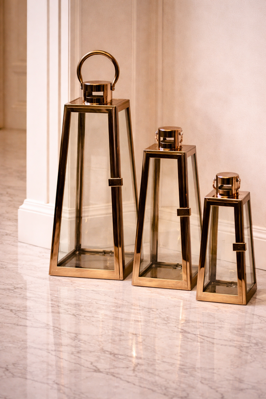 Ensemble 3 Lanternes Bronze en Acier Inoxydable – Ambiance Chic et Durable