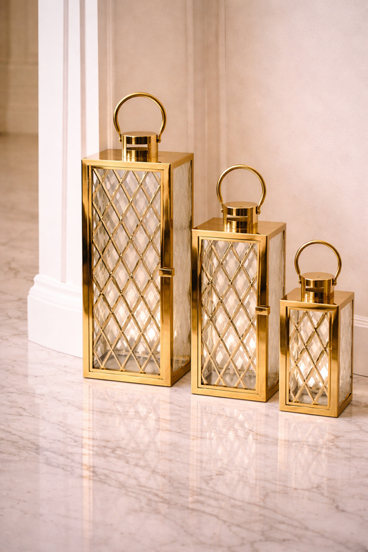 Ensemble de 3 Grandes Lanternes Dorées – Lumière et Élégance pour Votre Intérieur