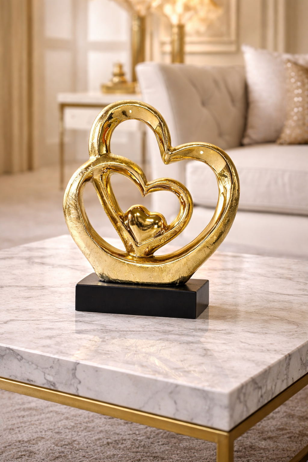 Duo de Cœurs Entrelacés – Éclat d’Amour Doré