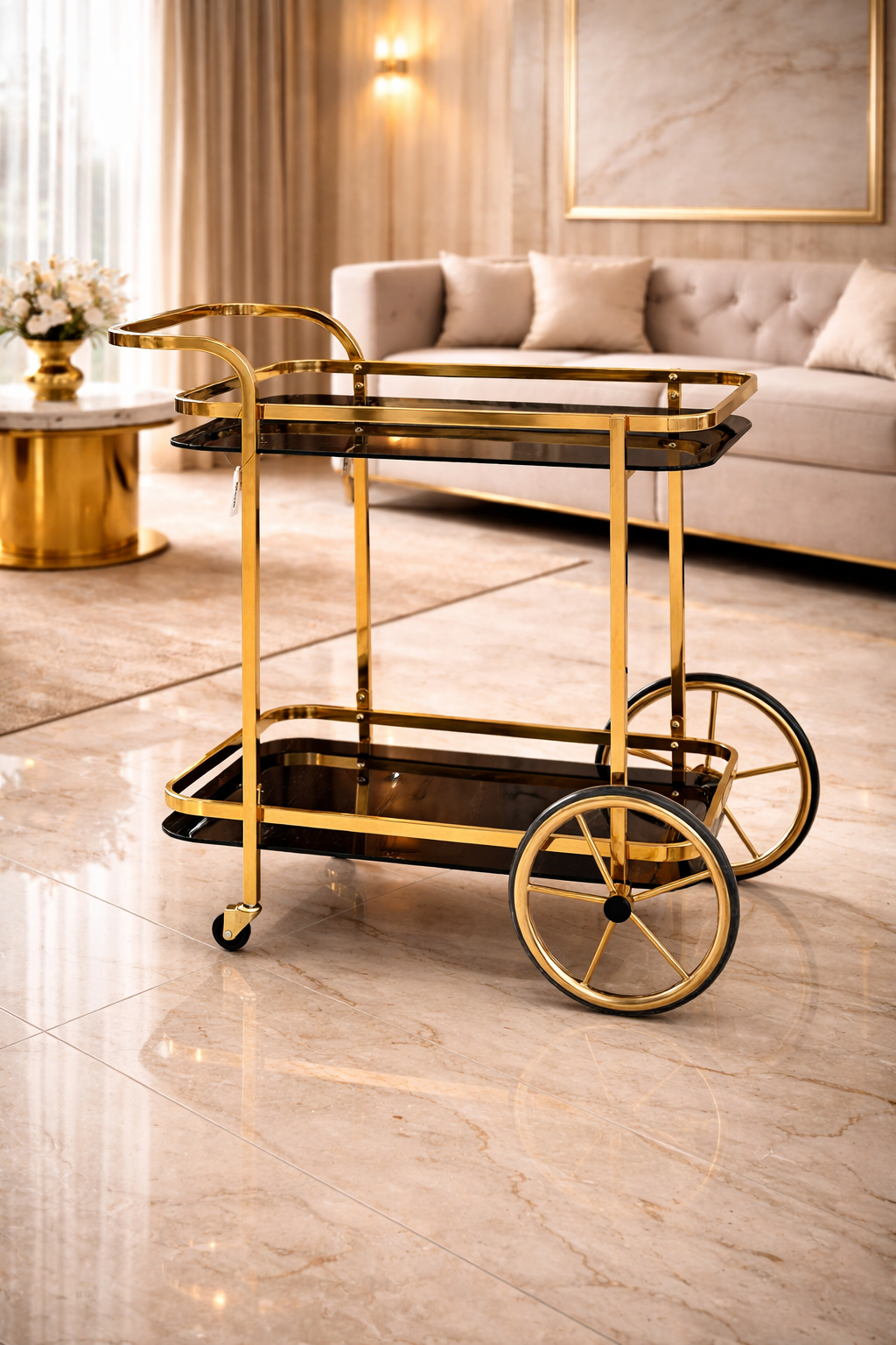 Chariot Présentatif Design en Acier Inoxydable & Verre – Élégance Moderne pour Tous les Espaces