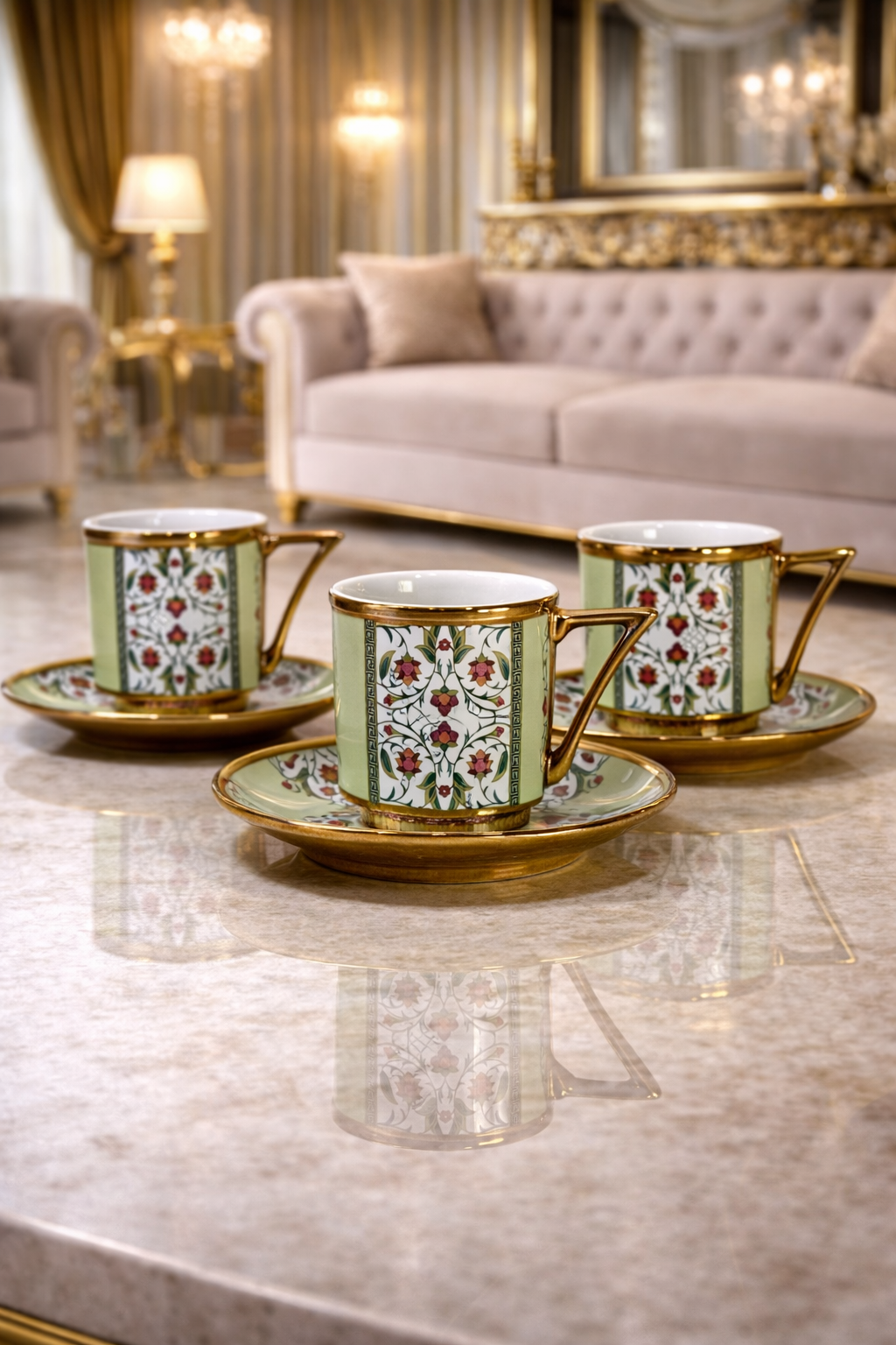 Coffret de 6 tasses avec sous tasses – Un cadeau d’exception au charme royal