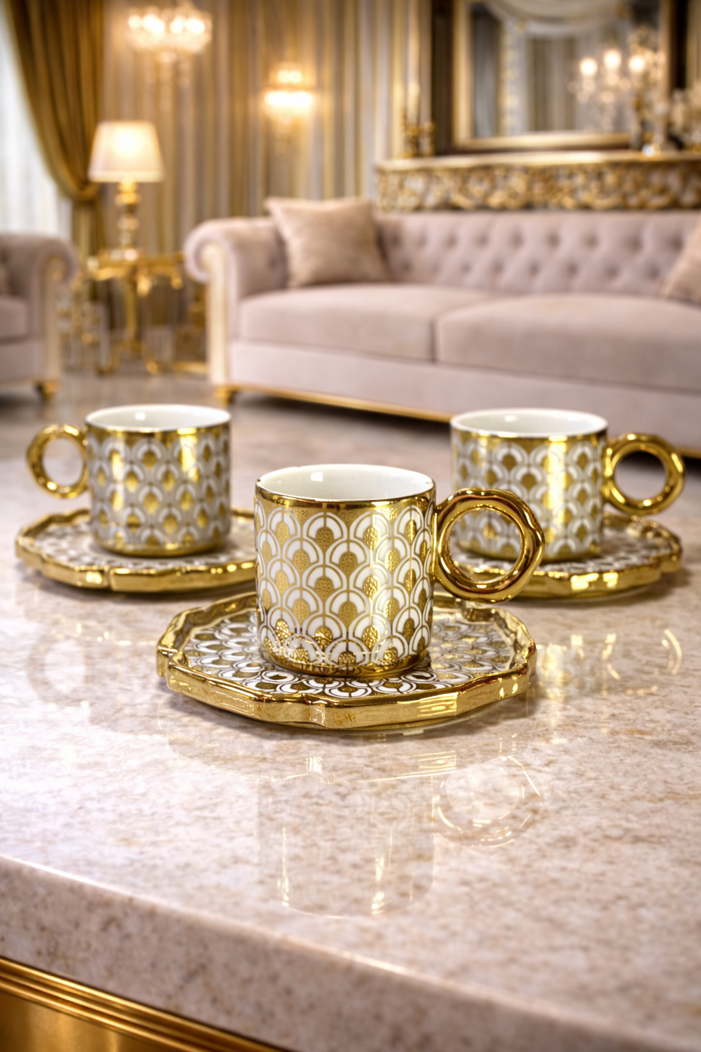 Service à café 6 pièces avec soucoupes – L’art de servir avec élégance